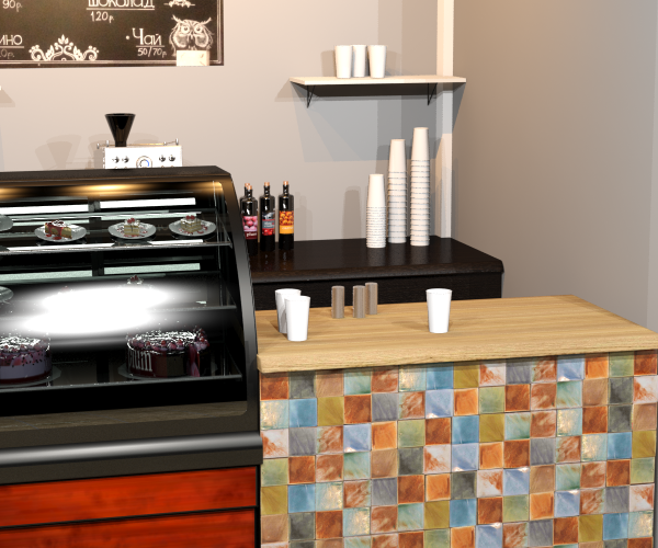 Дизайн мини-кофейни с использованием плитки ручной работы